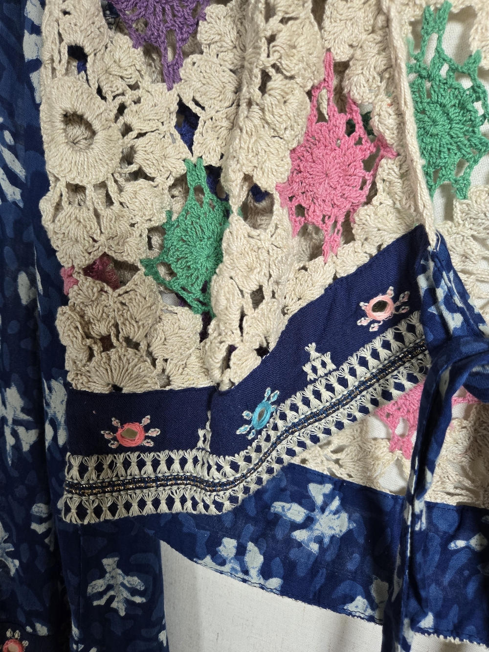 Free People Crochet Lace Tie-Front Top | Boho Bell Sleeve Cardigan - Picture 5 of 6
